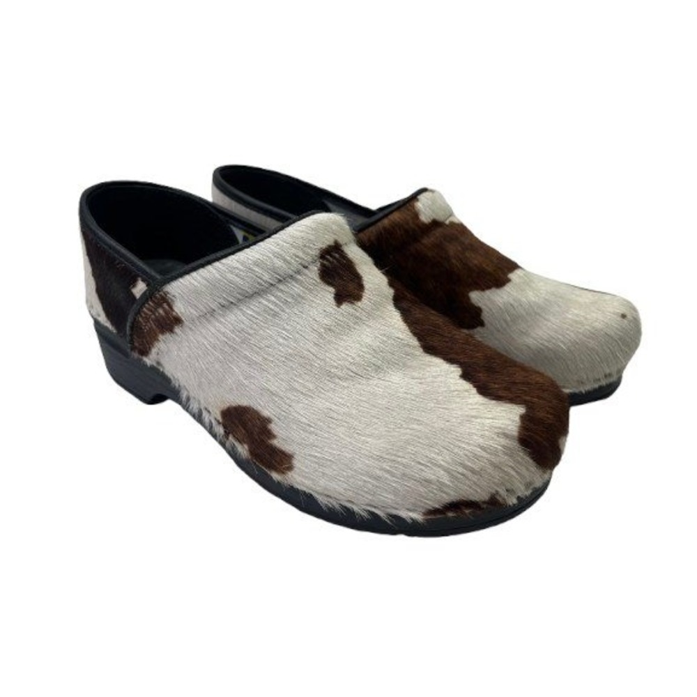 BJORK Professional Safari Cow Print Hair on Hide Clogs Women's 10